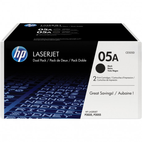 "HP Toner CE505D 05A Schwarz 2 x 2.300 Seiten 2er-Pack"