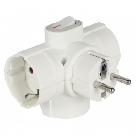 Electraline 55090 Adapter with switch 3x / 16A / 250V