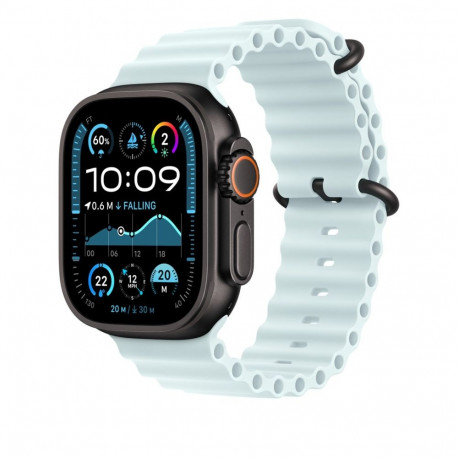 Apple 49mm jääsinine Ocean Band – must titaanviimistlus