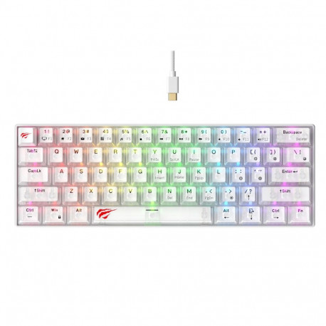 Havit mänguriklaviatuur KB903L, läbipaistev valge