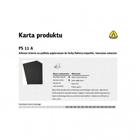 KLINGSPOR PAPIER ŚCIERNY WODNY P 500  PS11A/50szt .