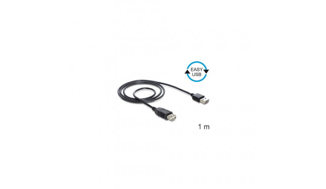 EASY-USB pikenduskaabel USB-A pistik > USB-A pesa 1Meter, must