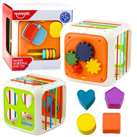 värviline sensoorne hariv kuubik laste jaoks elastsete ribadega sorteerija