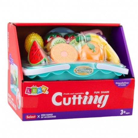 Lõikamiseks mõeldud puuviljade komplekt takjaga taldrikud nuga korv