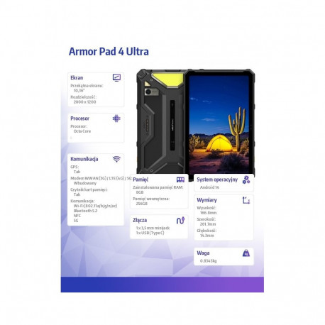 Tablet Armor Pad 4 Ultra 5G 10.36 inches 8/256GB IP69K black