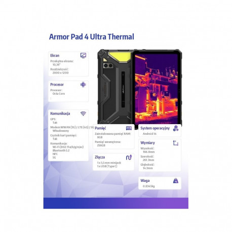 Tablet Armor Pad 4 Ultra Thermal 5G 10.36 inches 8/256GB IP69K thermovision black