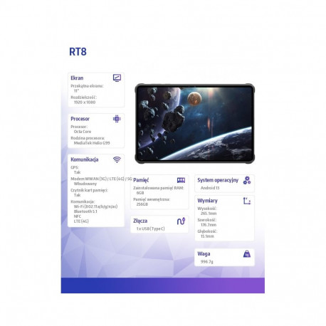 Tablet RT8 6/256GB IP69 no charger black