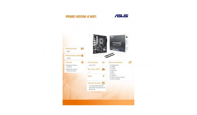 Motherboard PRIME H810M-A WIFI s1851 XDDR5 USBC mATX