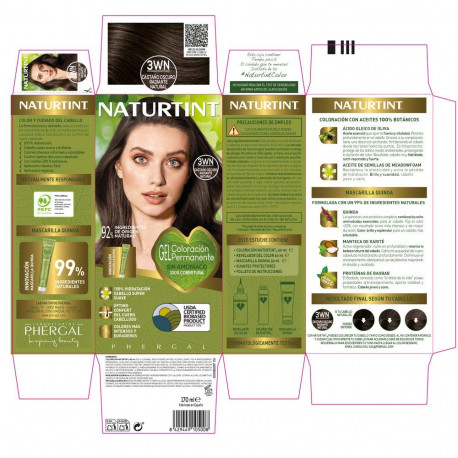 NATURTINT tinte sin amoniaco #3Wn-Castaño Oscuro Radiante Natural 170 ml