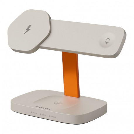 CANYON Wireless Charging Station Hexagon 310 3in1 LightGrey/Orange