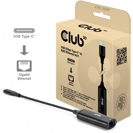 "Club3D Adapter USB-C > RJ45 5Gbps St/Bu"