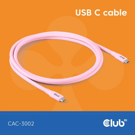 "Club3D Lifestyle USB-C Kabel PD 240W.20Gbps 2m pink St/St"
