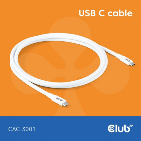 "Club3D Lifestyle USB-C Kabel PD 240W.20Gbps 2m weiß St/St"