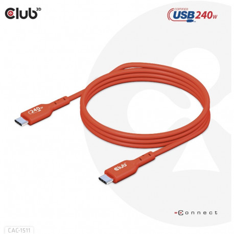 "Club3D Kabel USB 2 Typ C PD 240W / 480Mb 4m St/St"