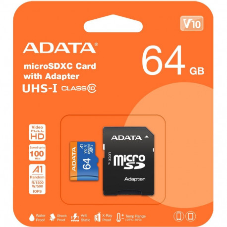 "CARD MicroSD 64GB ADATA SDXC (UHS-I Class 10) m. A. retail"