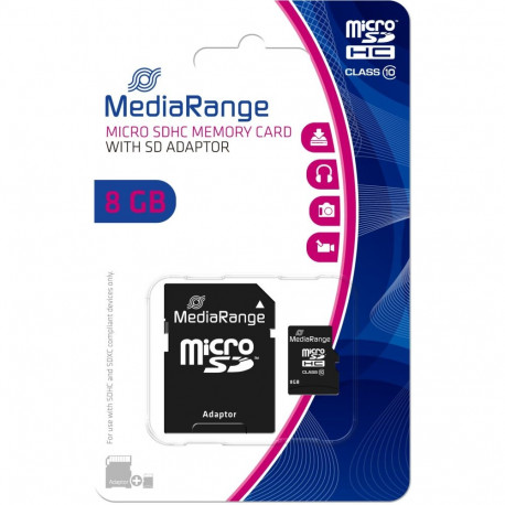 "CARD Mediarange 8GB microSDHC - 8 GB - MicroSDHC - Klasse 10 - Schwarz"