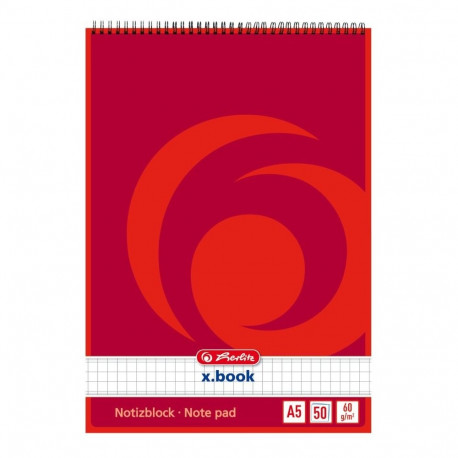 "Herlitz Spiralnotizblock A5 50 Blatt kariert"