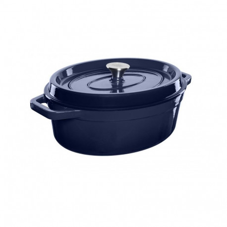 Cast iron pot Grand Feu, oval "Casserole" with lid, 5.6l, blue color.