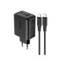 Acefast Acefast 2in1 wall charger 2x USB-C / USB-A 65W, PD, QC 3.0, AFC, FCP (set with USB-C 1.2m ca