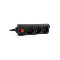 EnerGenie EG-PSU3F-01 UPS power strip, 3 FR sockets, 10 A, C14 plug, 0.6 m cable, black 0.6 m