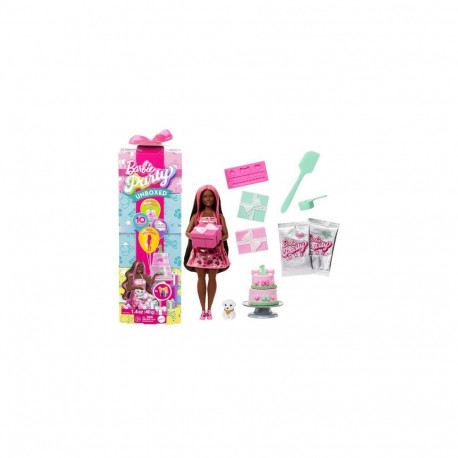 Barbie Party Unboxed Pet Birthday Series Doll & Accessories, Shimmerin’ Hearts Set with 10 S