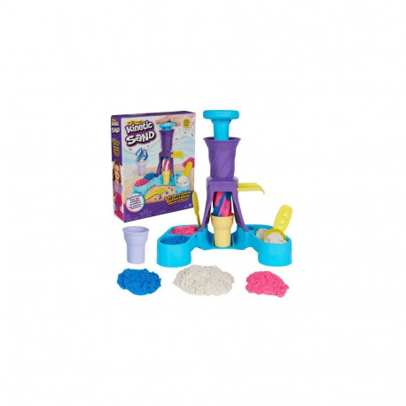 Kinetic Sand , Soft Serve Station with 14oz Play Sand (Blue, Pink & White), 2 Ice Cream Cones &a
