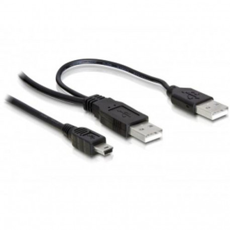 DeLOCK 2x USB2.0-A male / USB mini 5-pin USB cable 1 m USB A Mini-USB B Black
