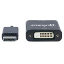 Manhattan DisplayPort 1.2a to DVI-D 24+1 Adapter Cable, 1080p@60Hz, 23cm, Male to Female, Active, Eq
