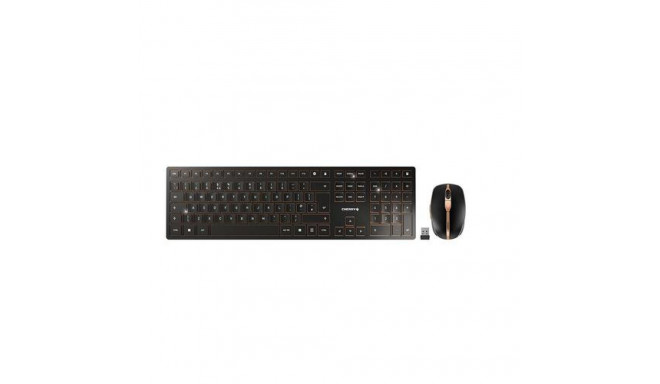 CHERRY DW 9100 SLIM keyboard Mouse included Universal RF Wireless + Bluetooth QWERTY UK English Blac