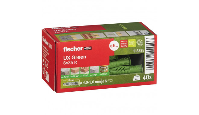 Fischer Universal plug UX GREEN 6 x 35 R with rim