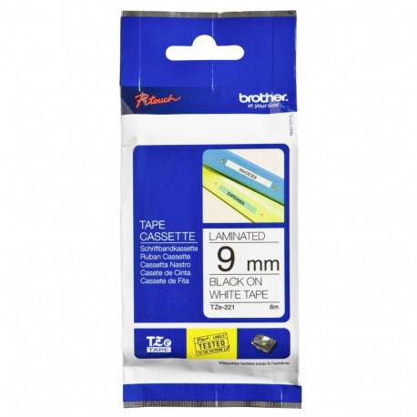 Brother TZe-221 valge/must lintkassett