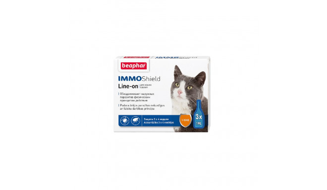 Flea and tick drops for cats - Beaphar IMMO SHIELD LINE-ON Cat, 3 pipettes