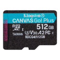 KINGSTON 512GB microSDXC Canvas Go Plus Gen4 200R A2 U3 Single Pack w/o ADP