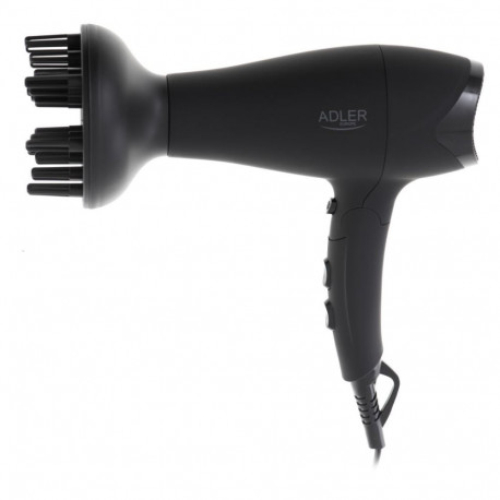 Hair Dryer - Adler AD 2267, 2500 W, Foldable Handle, Cool Shot, Concentrator & Diffuser, Black