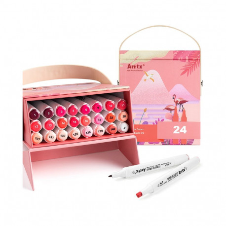 Double-sided Marker Pens ARRTX Alp (24 Colours, red tone shade)