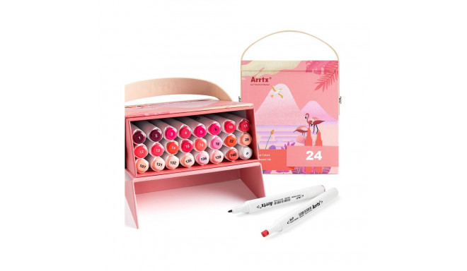Double-sided Marker Pens ARRTX Alp (24 Colours, red tone shade)