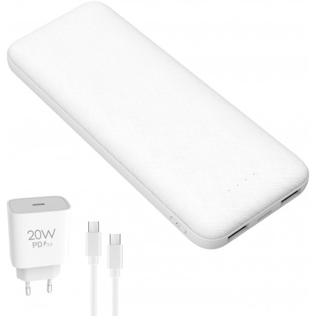 Platinet power bank + USB charger 10000mAh Kit PMPB10SETW, white