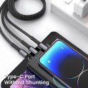 100 W 3-in-1 läbipaistev, ülikiire laadimiskaabel 6 A, universaalne, USB-C, Micro-USB ja Lightning
