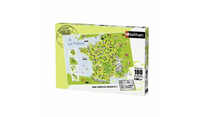 Pusle Nathan Map of France 100 Tükid, osad (100 Ühikut)