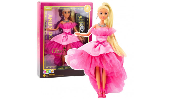 Anlily brokaatne ballikleit roosa liigutatavad jäsemed blondid juuksed nukk