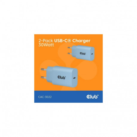 CLUB3D 2-Pack USB C Charger 30 Watt Whit