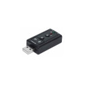Manhattan USB-A Sound Adapter, USB-A to 3.5mm Mic-in and Audio-Out ports, 480 Mbps (USB 2.0), 7.1-Ch