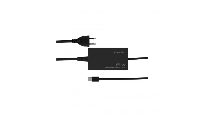 Gembird NPA-AC-PDQC65-01 65 W PowerDelivery GaN USB Type-C kiirlaadija must Cablexpert