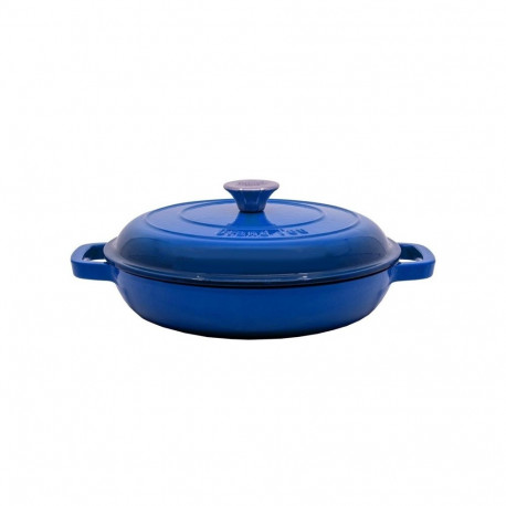 GRAND FEU cast iron deep frying pan, with lid, blue, 27 cm