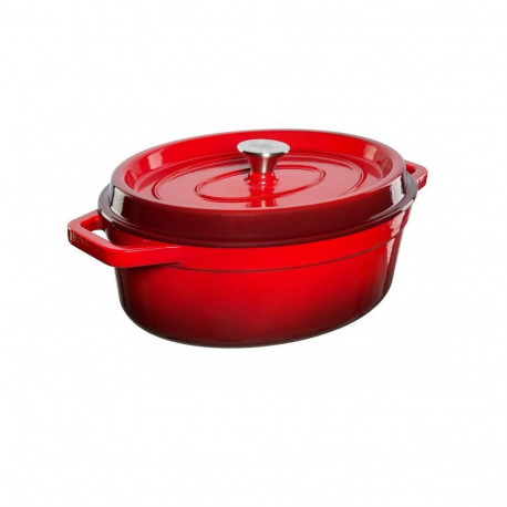 malmpott Grand Feu, ovaalne "Casserole" kaanega, 5,6l, punane