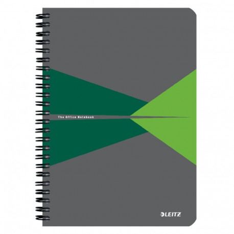 Kaustik A5 ruut, Leitz Office, 90 lehte, PP kaaned, spiraalköide, roheline