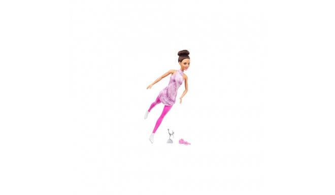 Barbie Careers Figure Skater Doll & Accessories, Brunette in Removable Skate Outfit with Tro
