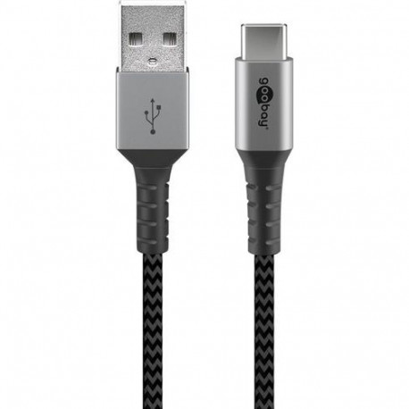 Goobay 49296 USB cable USB 2.0 1 m USB C USB A Black, Grey