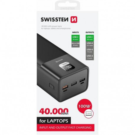 Swissten 22013941 power bank Lithium Polymer (LiPo) 40000 mAh Black