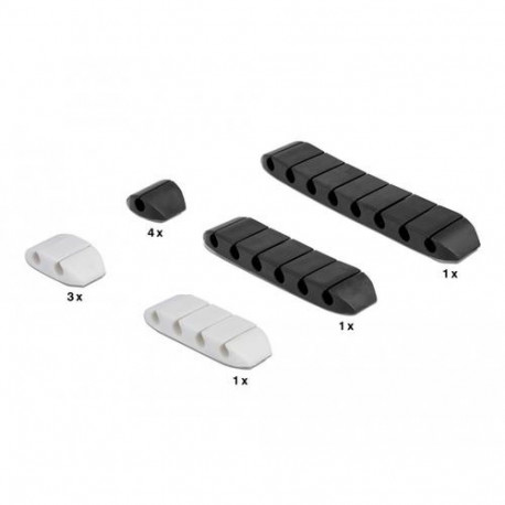 DeLOCK Cable holder trapezoid self-adhesive combo set 10 pieces black / white